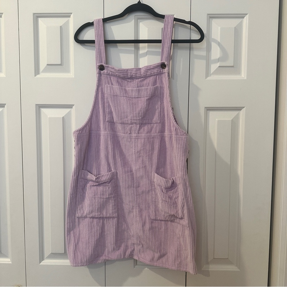 Lavender corduroy overall dress